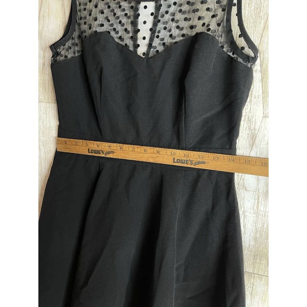 Delias Size 9/10 Juniors Dress Fine and‎ Flare Sheath Mesh Top W Polka Dot Black - Image 6