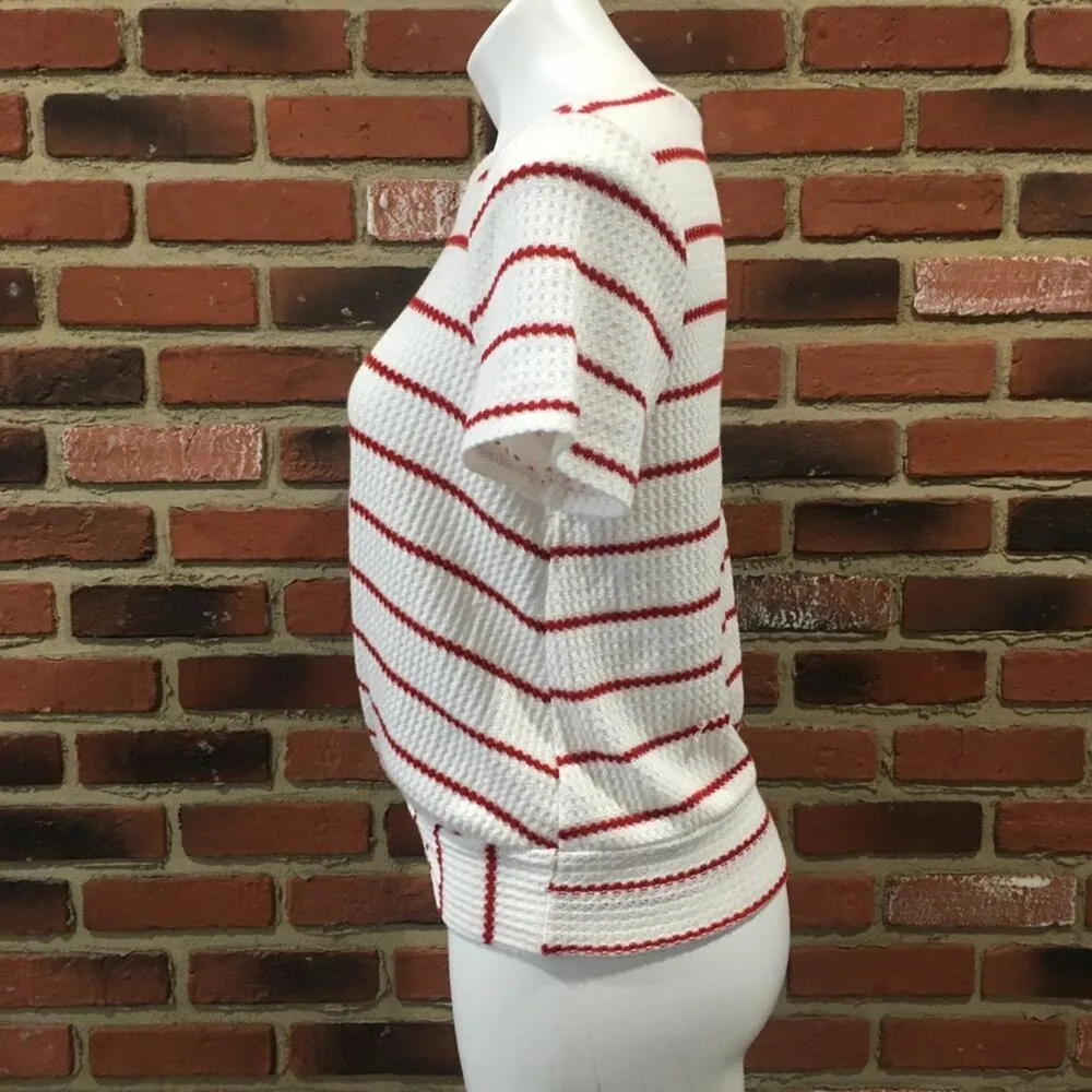 Altar'd State Twist Front Tee Sz S Short Sleeve White and Red Stripe T-Shirt - Image 4