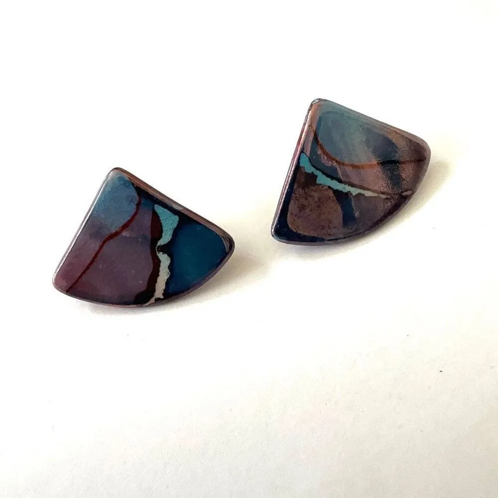 Blue Triangle design earrings - Image 2