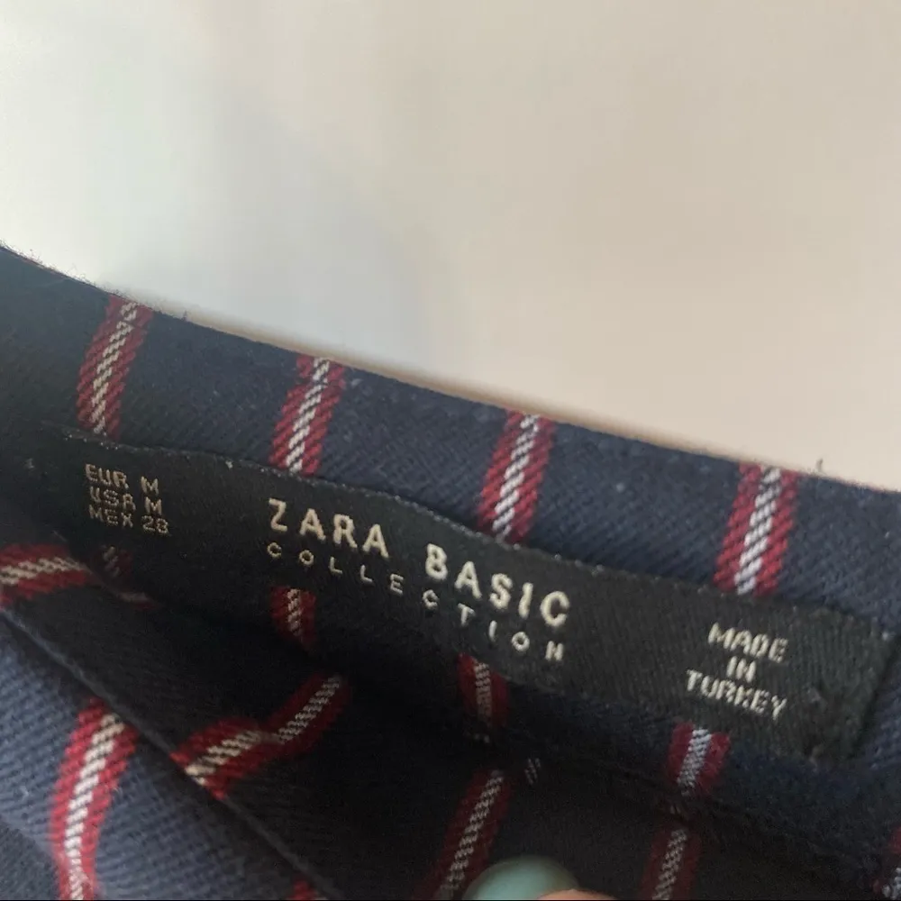 ZARA Pinstripe Ruffle Hem Peplum Striped Top - Image 3