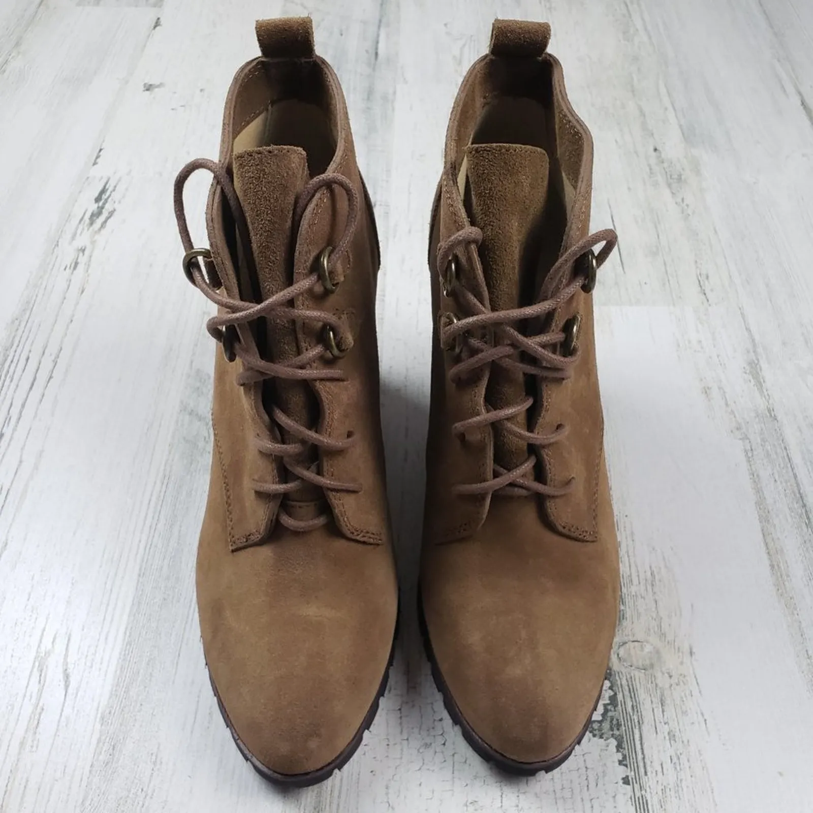 NWOB Splendid Paris Brown Suede Lace-Up Wedge Ankle Bootie Women’s Size 9 - Image 7