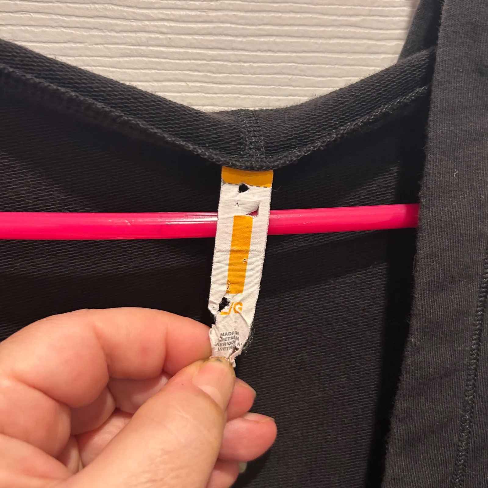 Lucy Black Wrap Front Hooded Sweatshirt Hoodie Long Sleeve Activewear L Boho Size L - Image 6