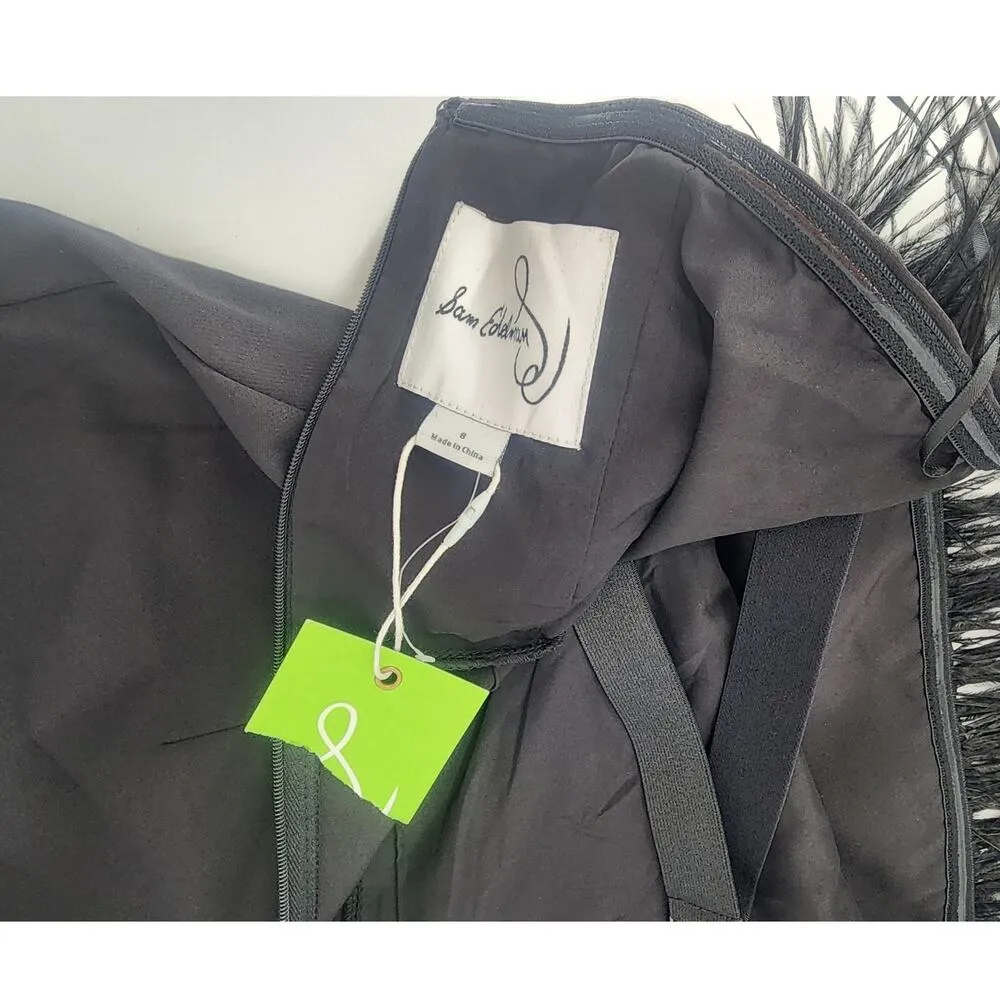 Sam Edelman Black Feather Top Strapless Mini Dress Women's Size 8 - Image 9