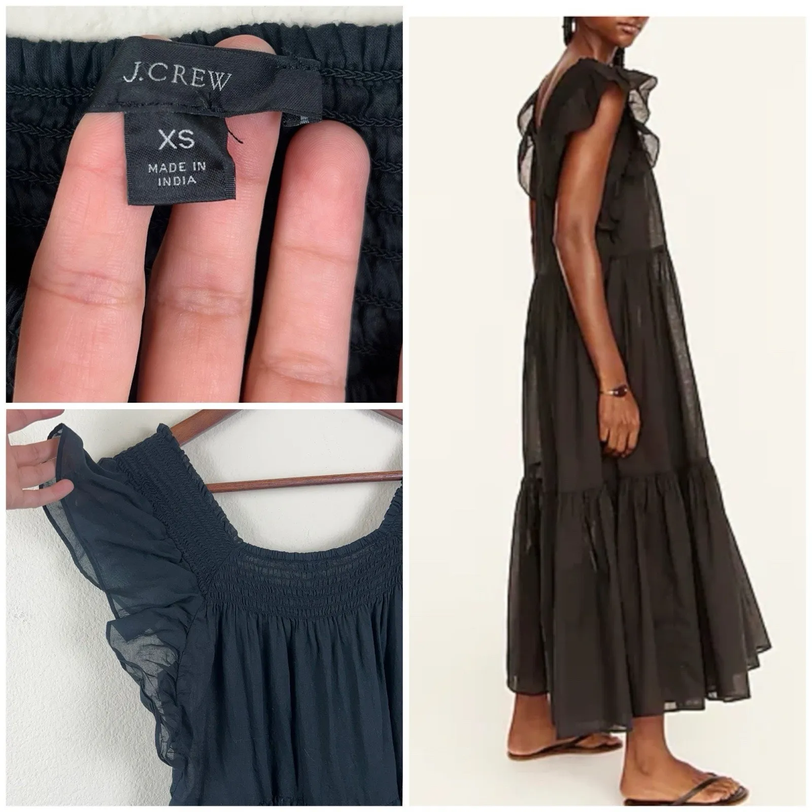 J.Crew Super Stretchy Cover Up Maxi Dress XS Highly Elastic Swim Beach Black - Image 4