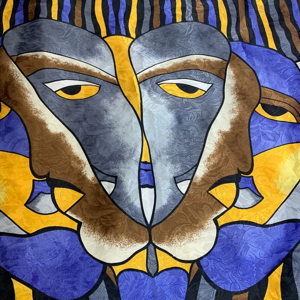 Silky Square Scarf Modern Print "Eyes" 34" Purple - Image 4