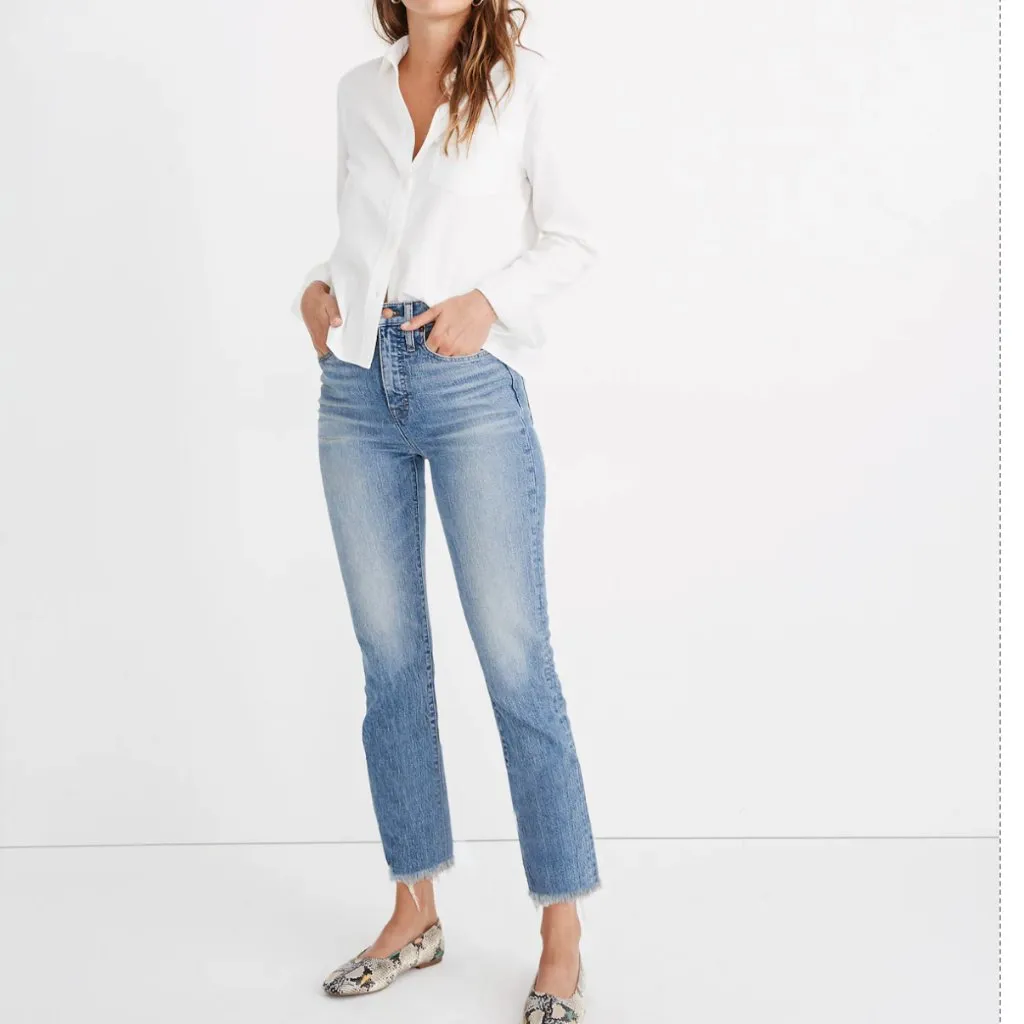 Madewell The Perfect Vintage Jean blue denim high rise tapered 90s legs size 32 - Image 3