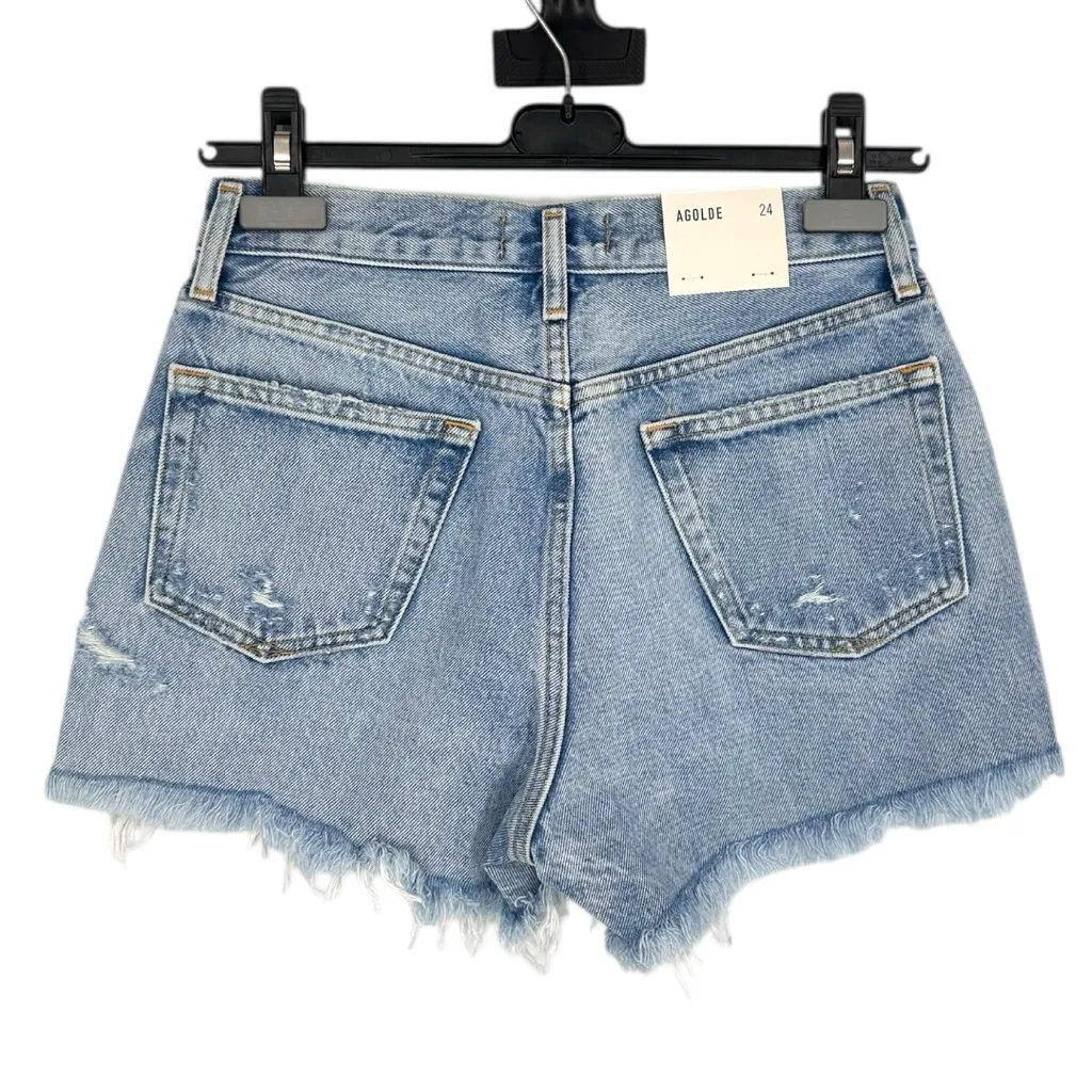 AGolde Parker Vintage Cut Off Shorts in Swapmeet Light Wash size 24 NWT Raw Hem - Image 9