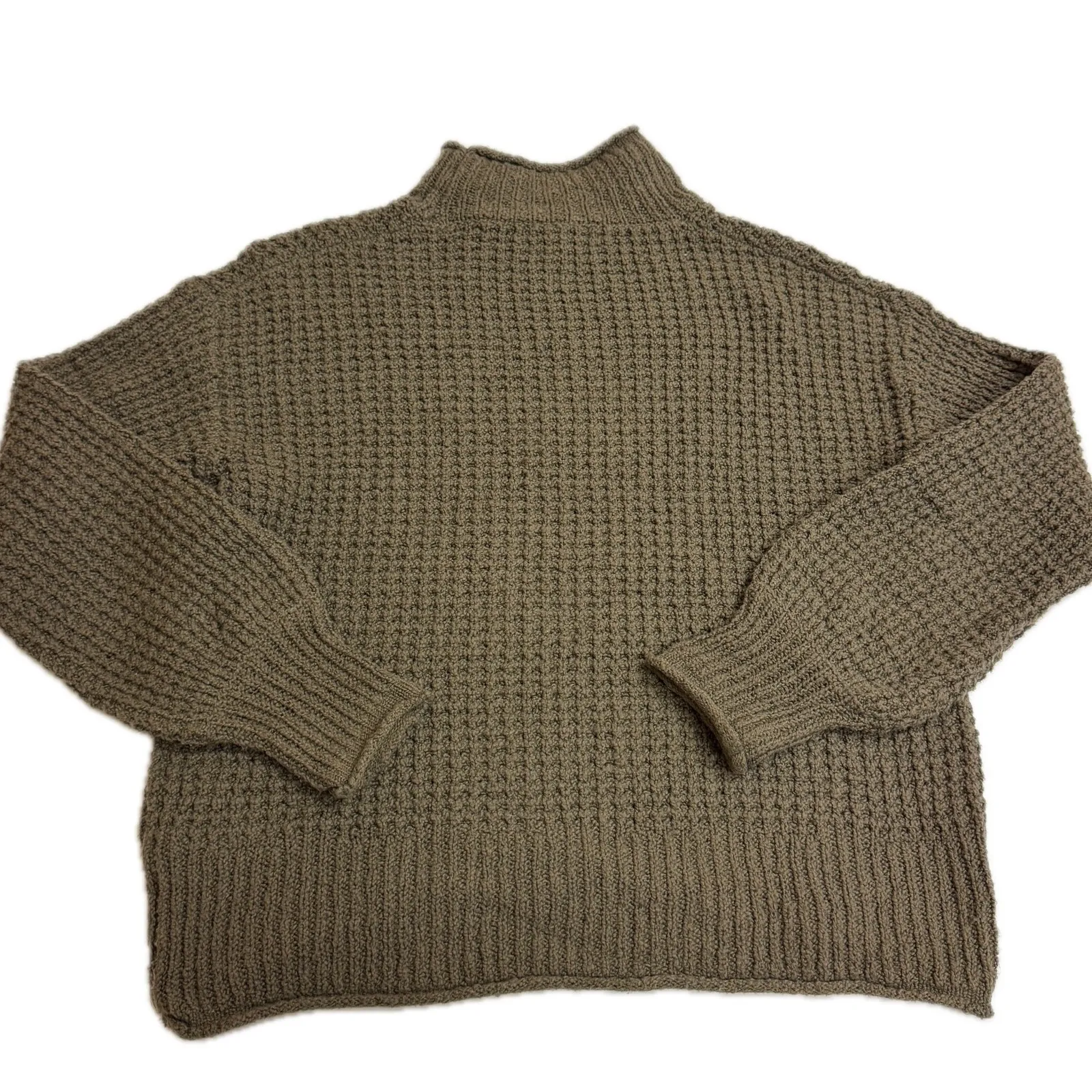 Michael Stars Mock Neck Chunky Knit Sweater Olive Green Size S - Image 5
