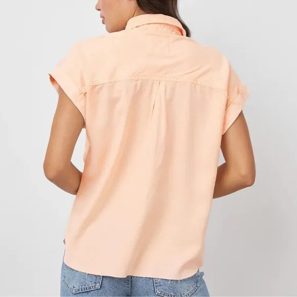 RAILS NWT‎ Lex Button Down Top In Peach Acid Wash Size Large - Image 2