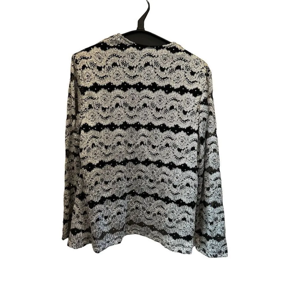 R&M‎ Richards Women's Black & Silver Lace Jacket with Camisole Top Size 16 - Image 2