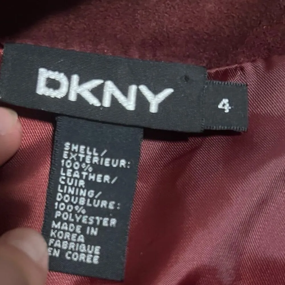 Vintage DKNY 100% leather burgundy maroon skirt - Image 4