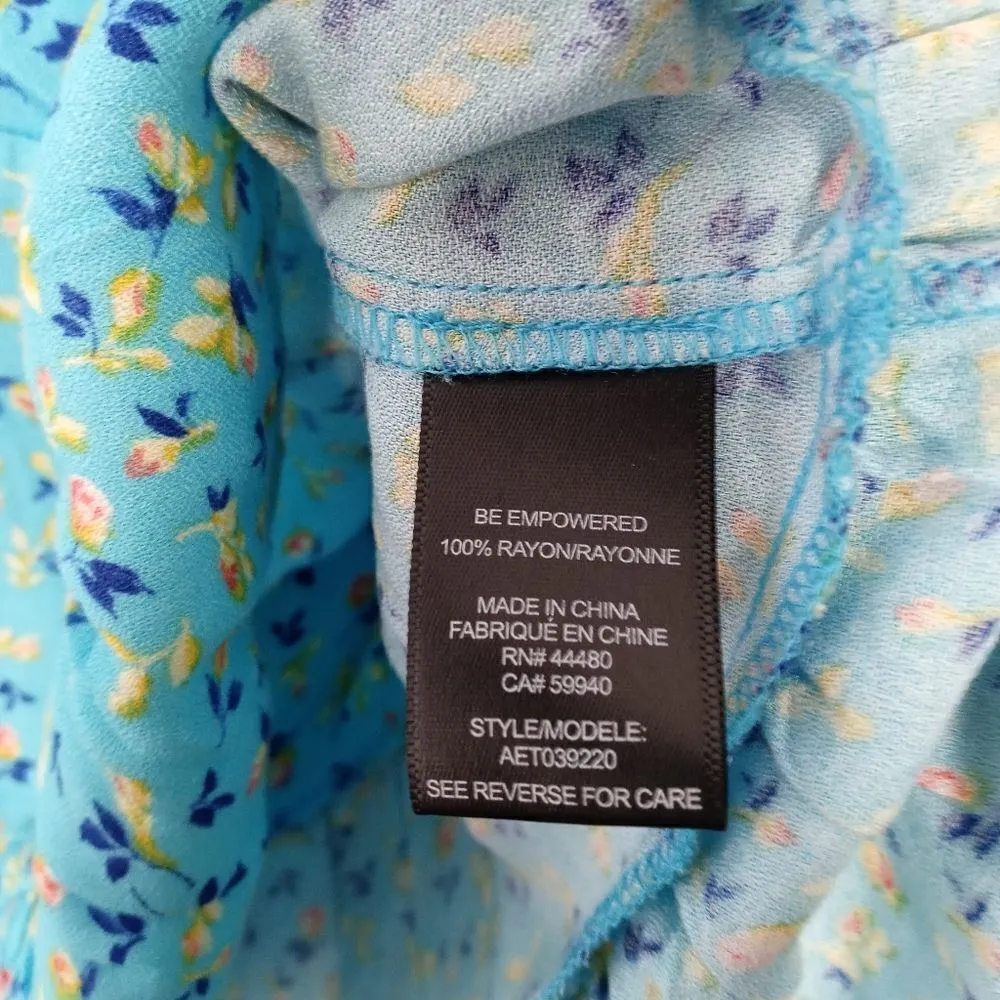 Afrm Soni Ruched Balloon Sleeve Crop Top Blue - Image 7