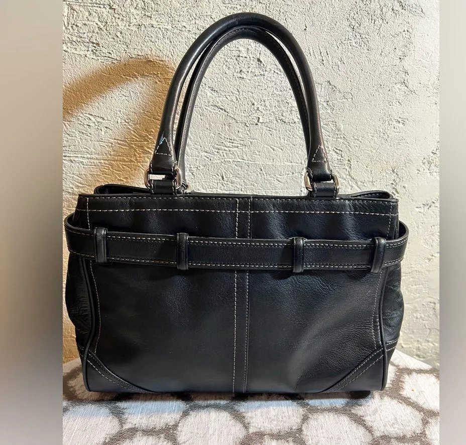 COACH Chic Black Leather Handbag, newer bag, gently used, great condition - Image 7