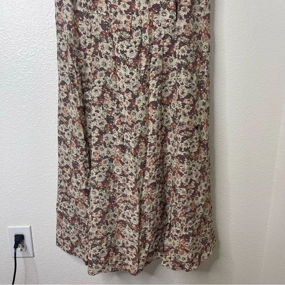 Vintage 90s White Wheeler & Martha Size 6 Floral Print Women's Maxi Dress Brown - Image 6