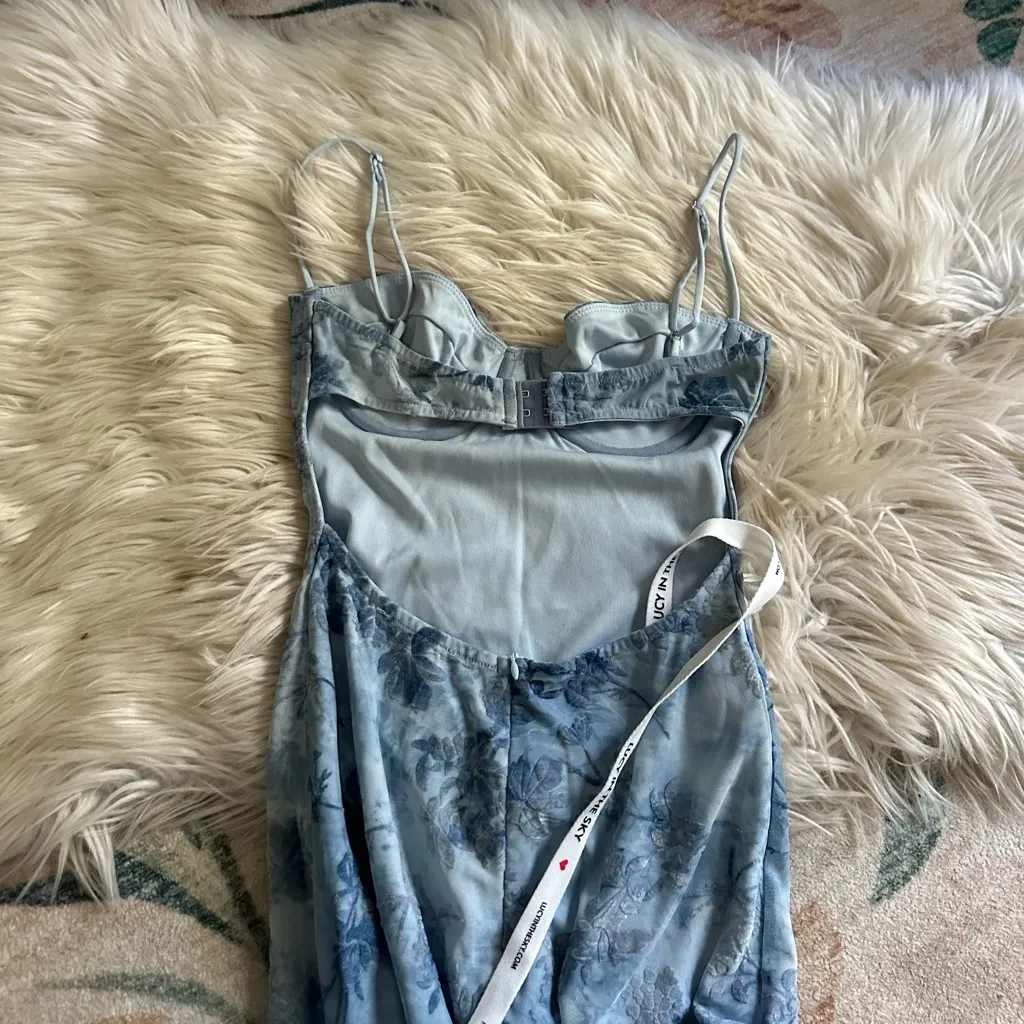 LUCY IN THE SKY Velvet Floral Maxi Dress In Blue - Image 6