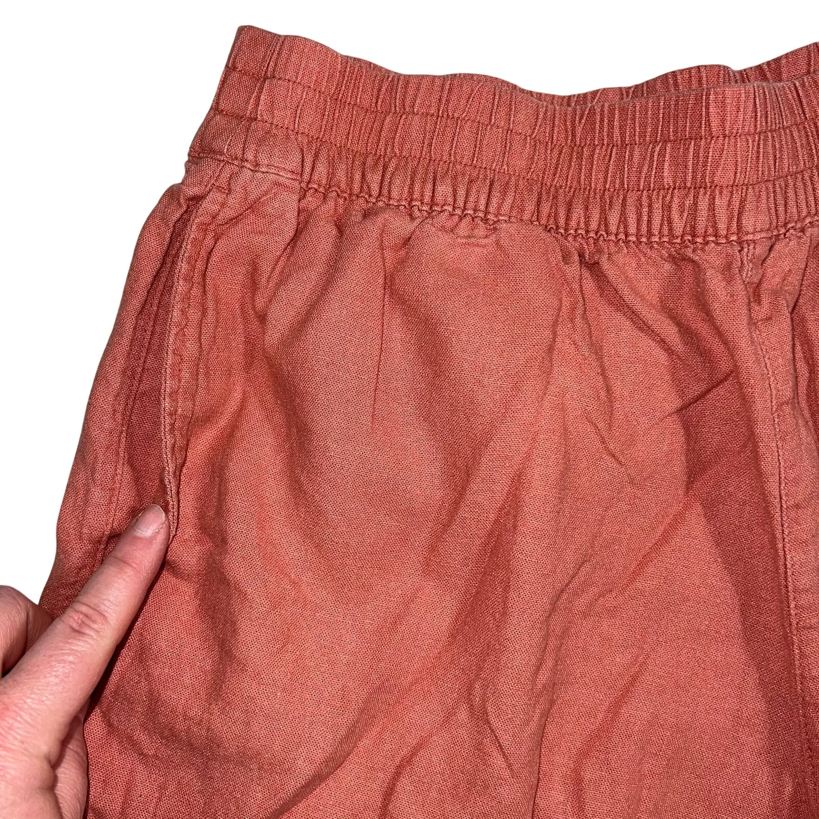 Old Navy Womens Comfort Waistband Linen Shorts Pull On Elastic Waist Coral Small - Image 2