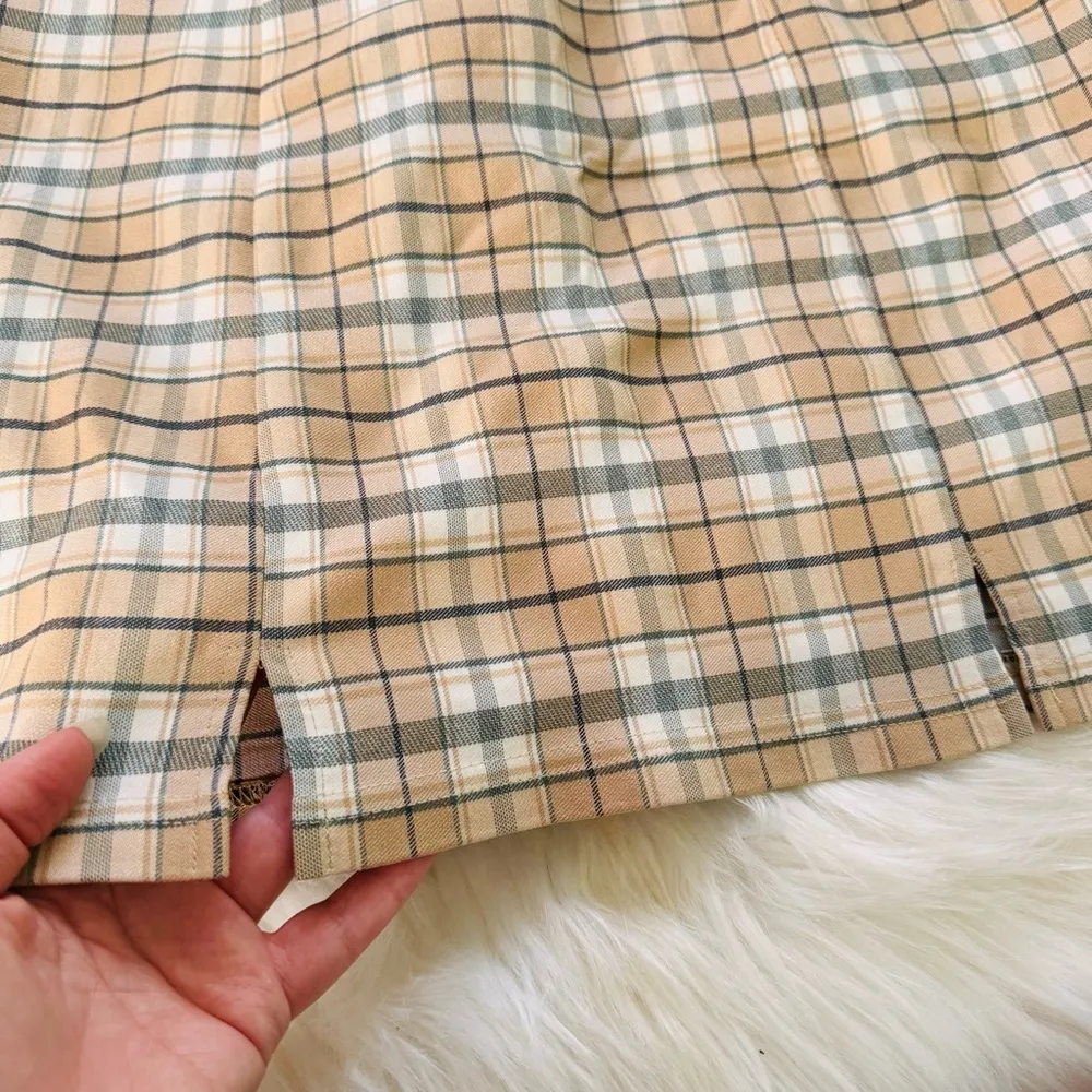 Papaya gingham plaid checkered high waist mini skirt 🌸 - Image 2