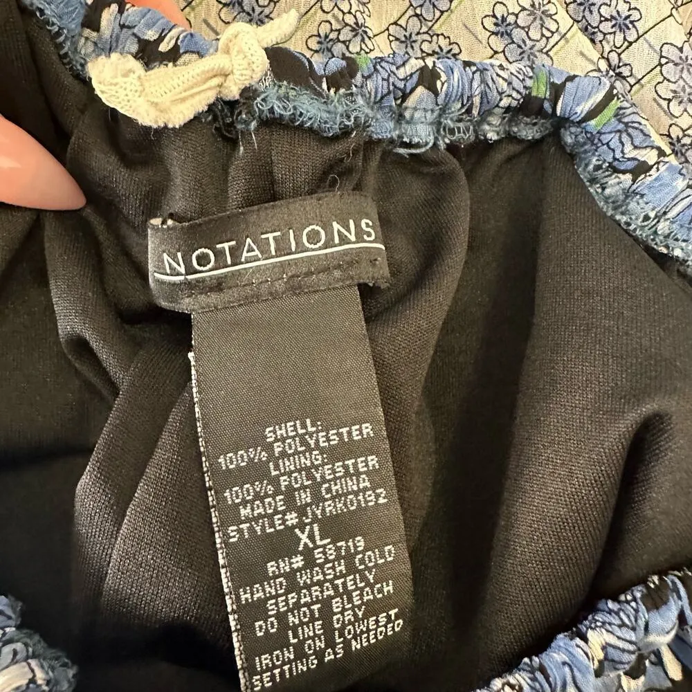 Notations Vintage  Maxi Floral Skirt Women's XL Blue Lined Boho Fairycore 90's - Image 4