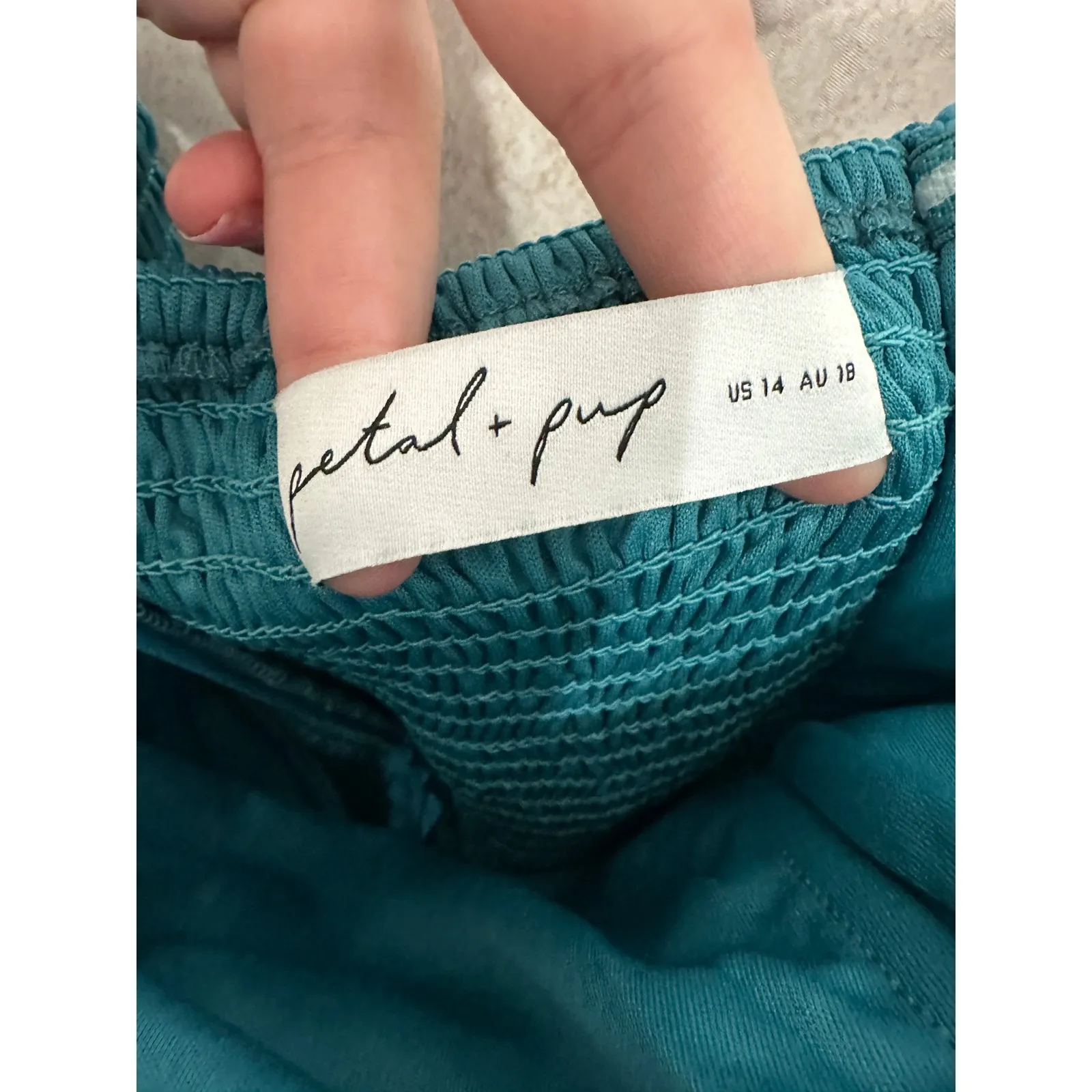 Petal + Pup Candice Strapless‎ Lace Midi Dress Party Cocktail Teal Blue Size 14 - Image 3