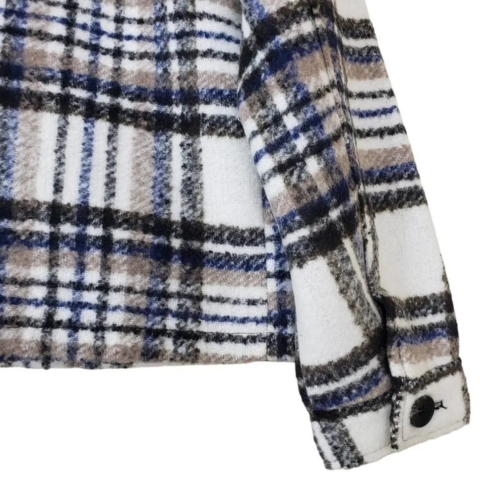 AVEC LES FILLES Womens M Brushed Plaid Oversized Jacket NEW - Image 7