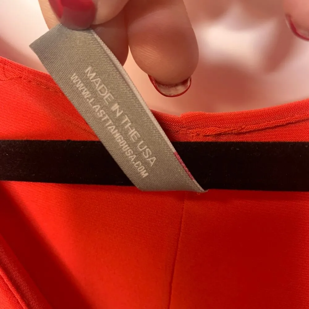 Last Tango Orange Fitted Faux Wrap Dress ? Medium - Image 8