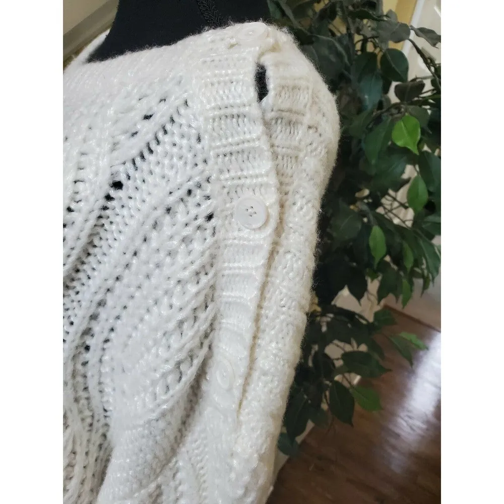 ANN TAYLOR Ivory Cabled Boxy Soft Wool Blend Sz XL - Image 5