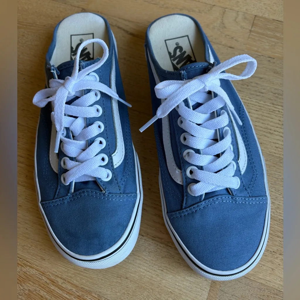 Vans Blue Canvas Slip-On Shoes - Image 2