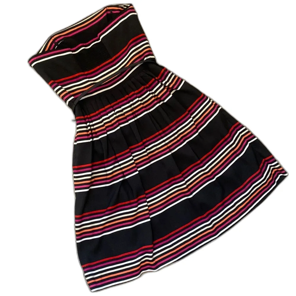 White House Black Market Multicolor Striped Strapless A-line Dress Size 2 Preppy - Image 7