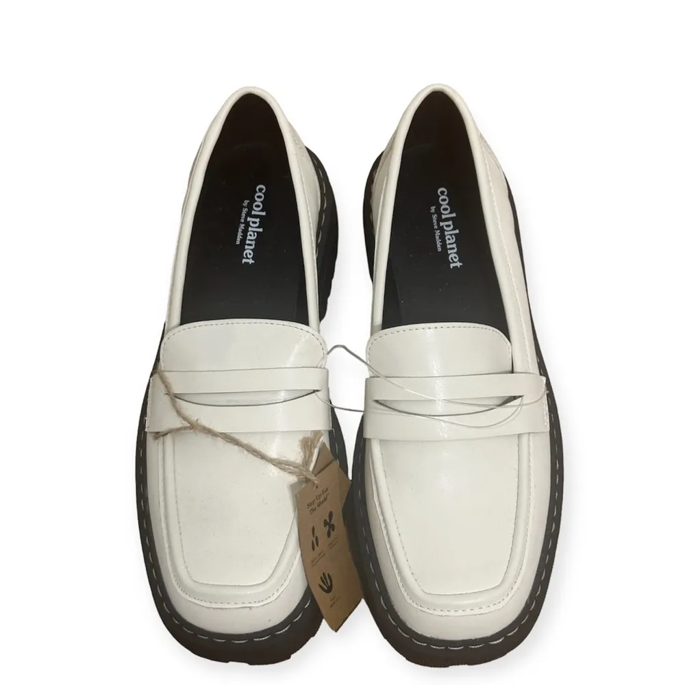 Cool Planet by  Hazel Womens Faux Leather White Platform Loafers NWT - Image 8