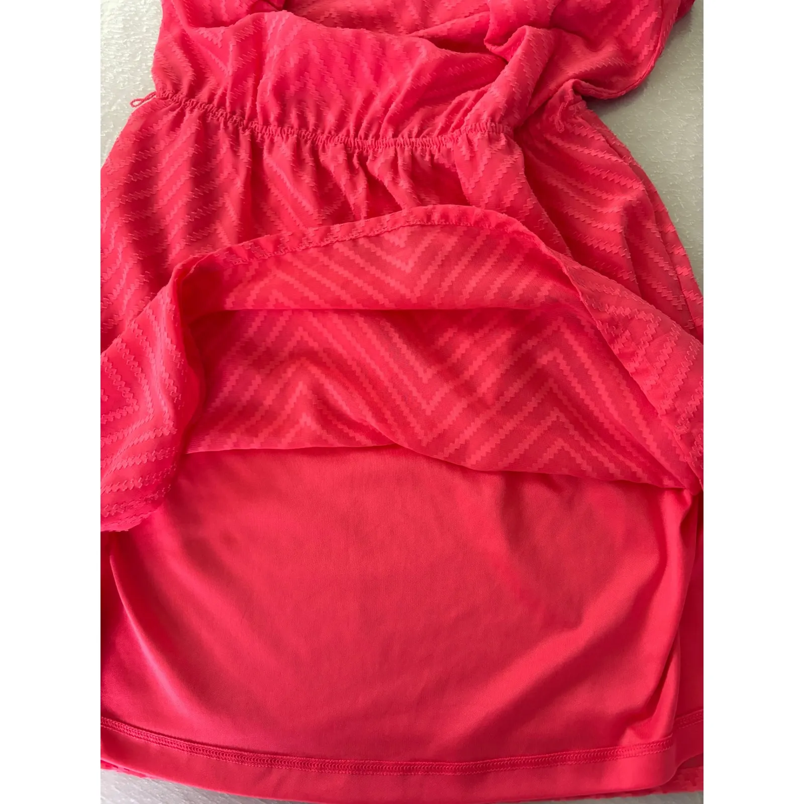 Candies Pink Dress Sleeveless Casual Sundress Cowl Back‎ Chevron Medium - Image 4