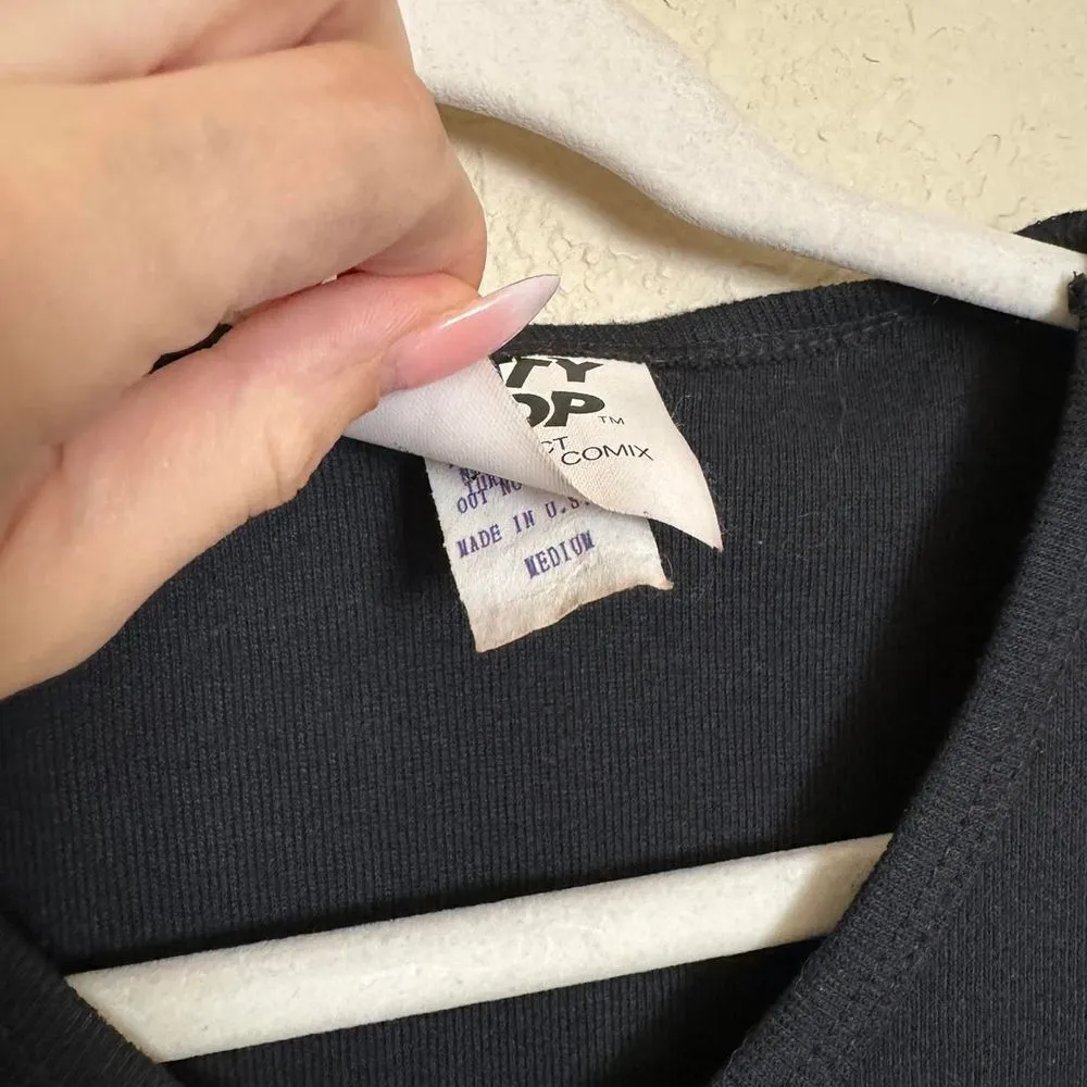 vintage 90s y2k betty‎ boop graphic embellished bejeweled baby tee sz medium - Image 4