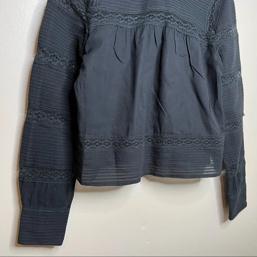 Isabel Marant  Etoile Rexton Blouse Crochet Lace Pintucked Pleated Top Size 38 - Image 11