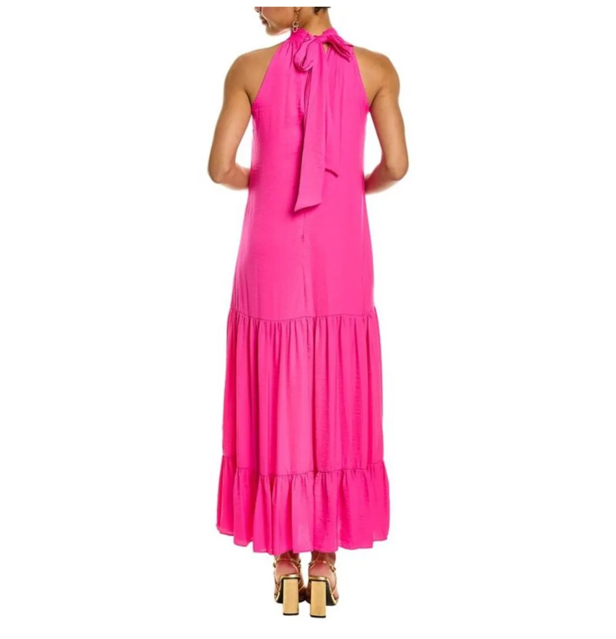 Vince Camuto Halter Tiered Rumple Maxi Dress Sz M - Image 3