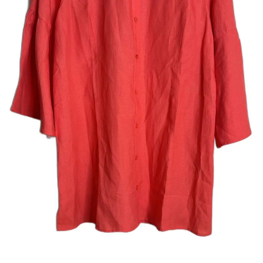 Soft surroundings ladies linen blend button up casual bell sleeves shirt Medium - Image 3