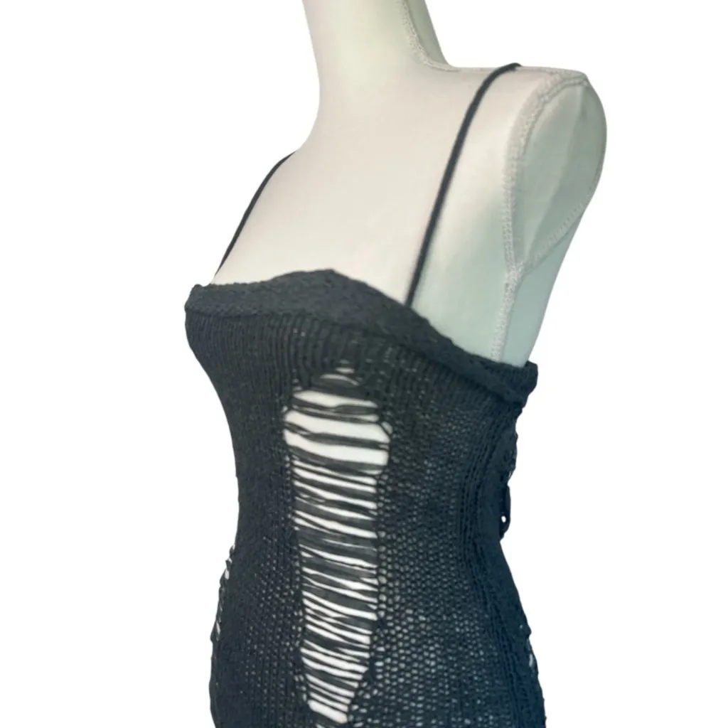 Jaded London Laddered Knit Bandeau Dress in Grey 0 New Womens Maxi Asymmetric - Image 7