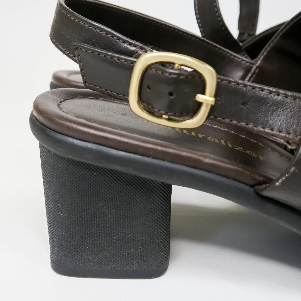 Vintage 90s Naturalizer Brown Leather Heeled Sandals - Image 7
