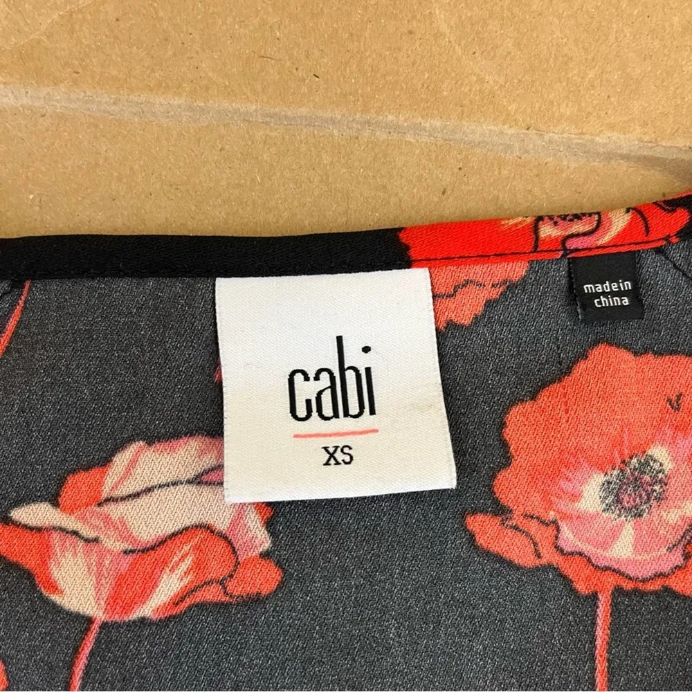 Cabi Flanders Poppy Floral Split Back Top - Image 8