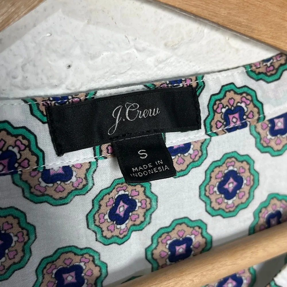 J. Crew Women's White Green Purple Tassel Cotton Swimsuit Tunic Cover Small - Image 2