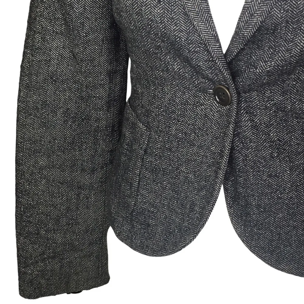 Vintage United Colors of Benetton herringbone blazer Size 38/6 Wool Silk Blend - Image 3