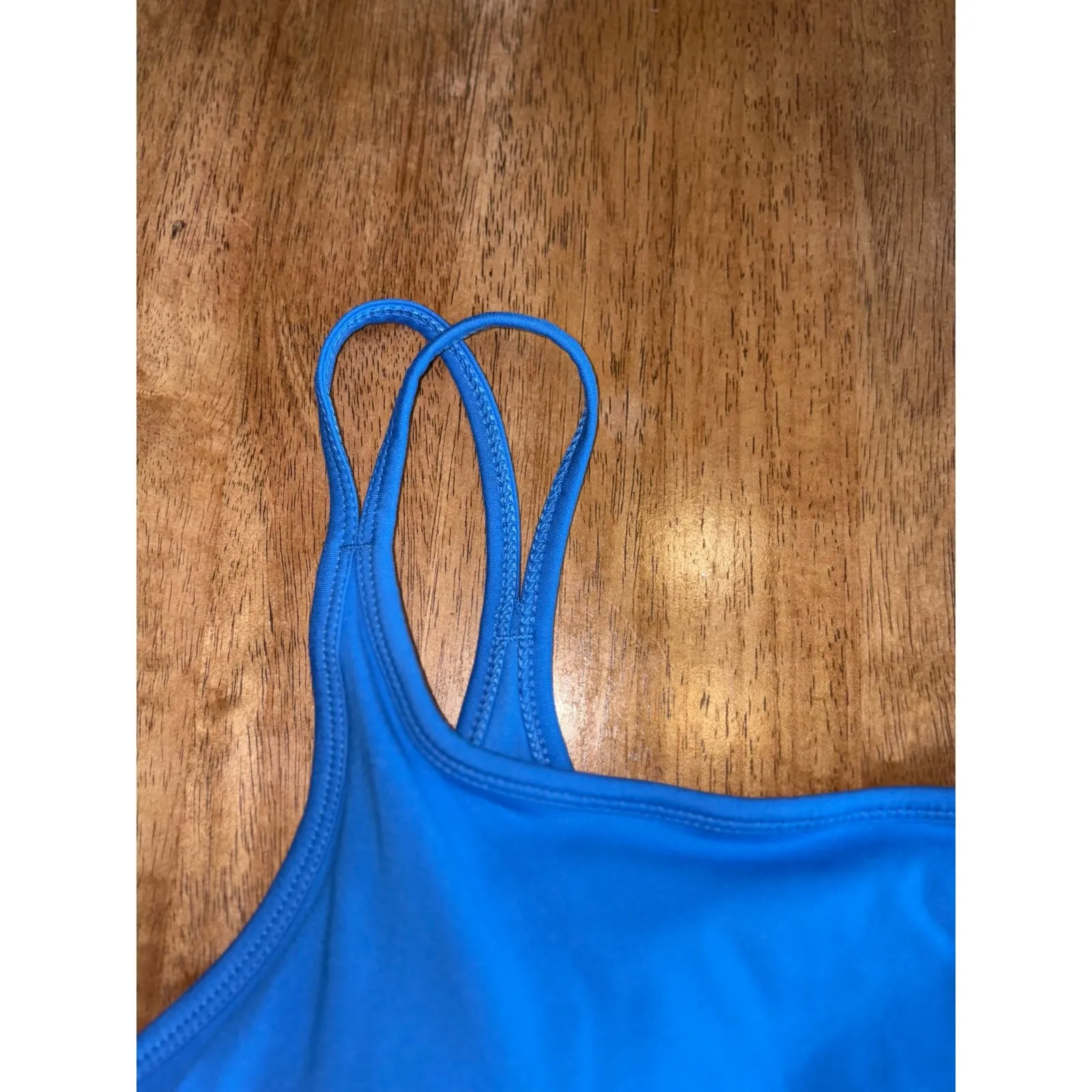 Danskin Scallop Crop Tank‎ Wicking Moisture Control 4-Way Stretch Palace Blue M - Image 7