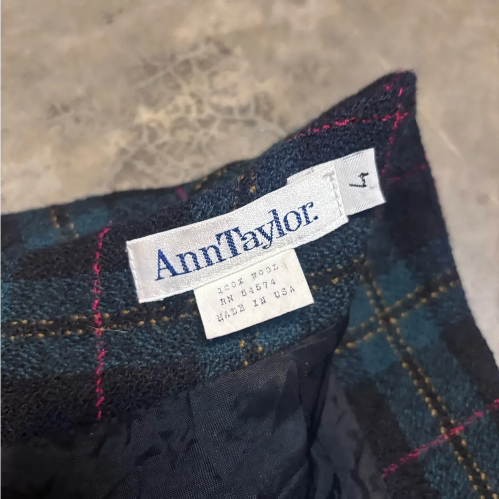Vintage Ann Taylor 100% Wool Plaid Academia Skirt Made in USA Womens 4 - Image 7