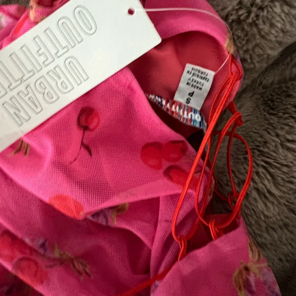 NWT Urban Outfitters Bright Side Lace-Up Mini Dress Pink cherry y2k - Image 3