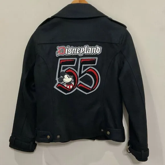 Vintage Y2K Disneyland 55 Mickey Mouse Jacket Wool Blend Sz S Black Disney - Image 2