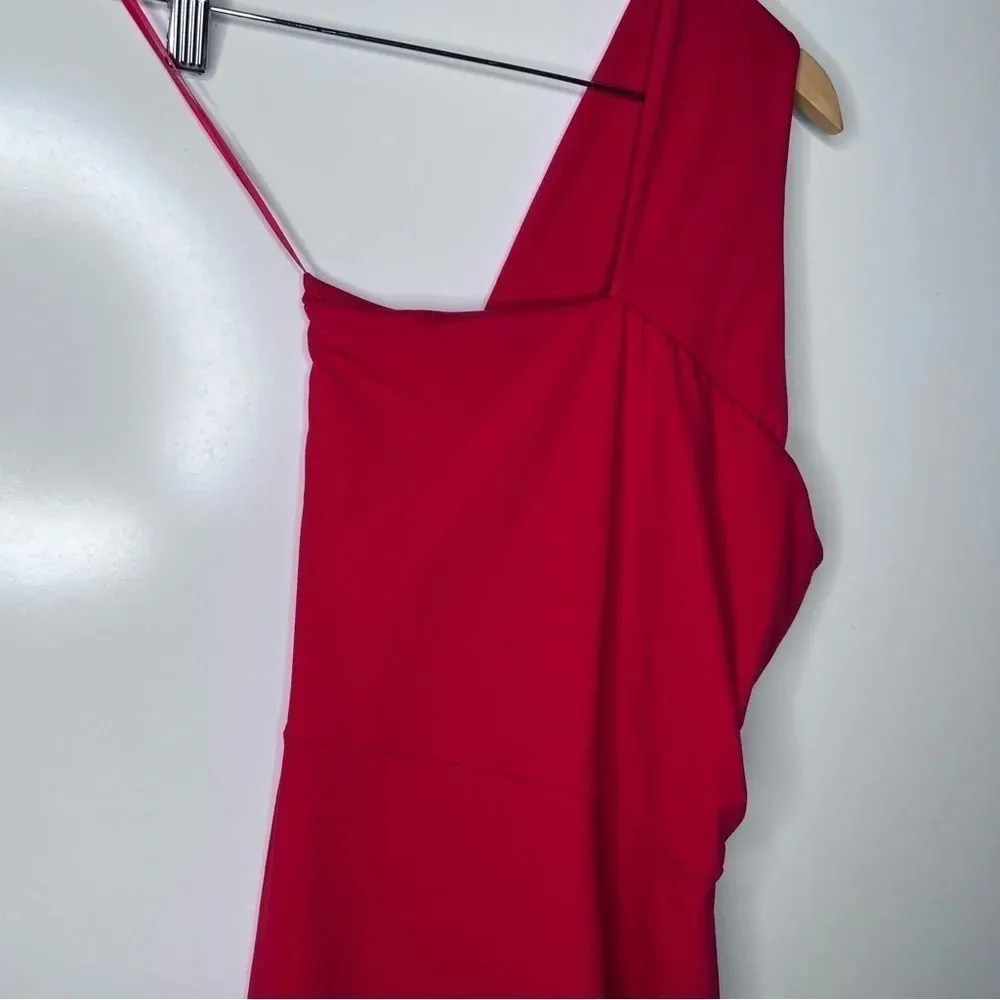 Susana Monaco Red One Shoulder Midi Dress Size Medium - Image 5