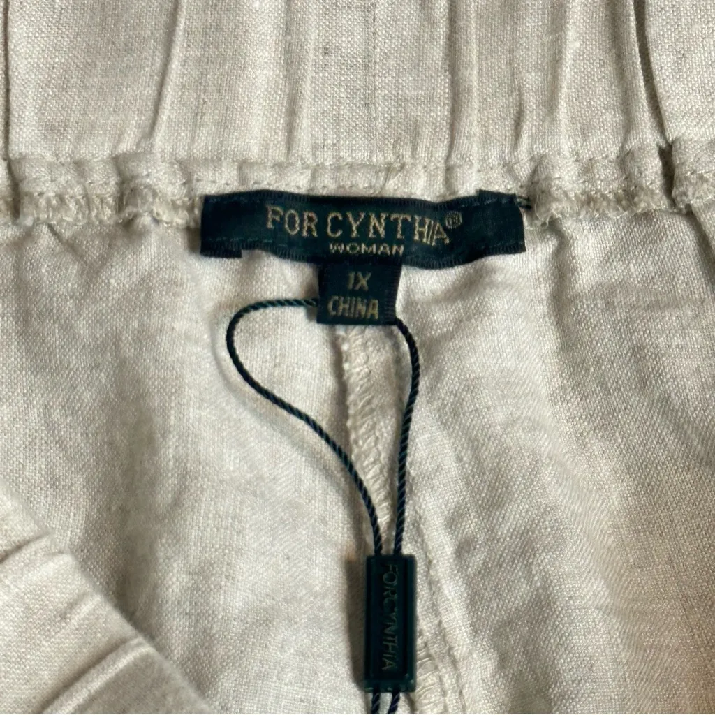 For Cynthia Women’s 100% Linen Cropped Wide Leg Pants Scalloped Hem Size 1X NWOT - Image 8