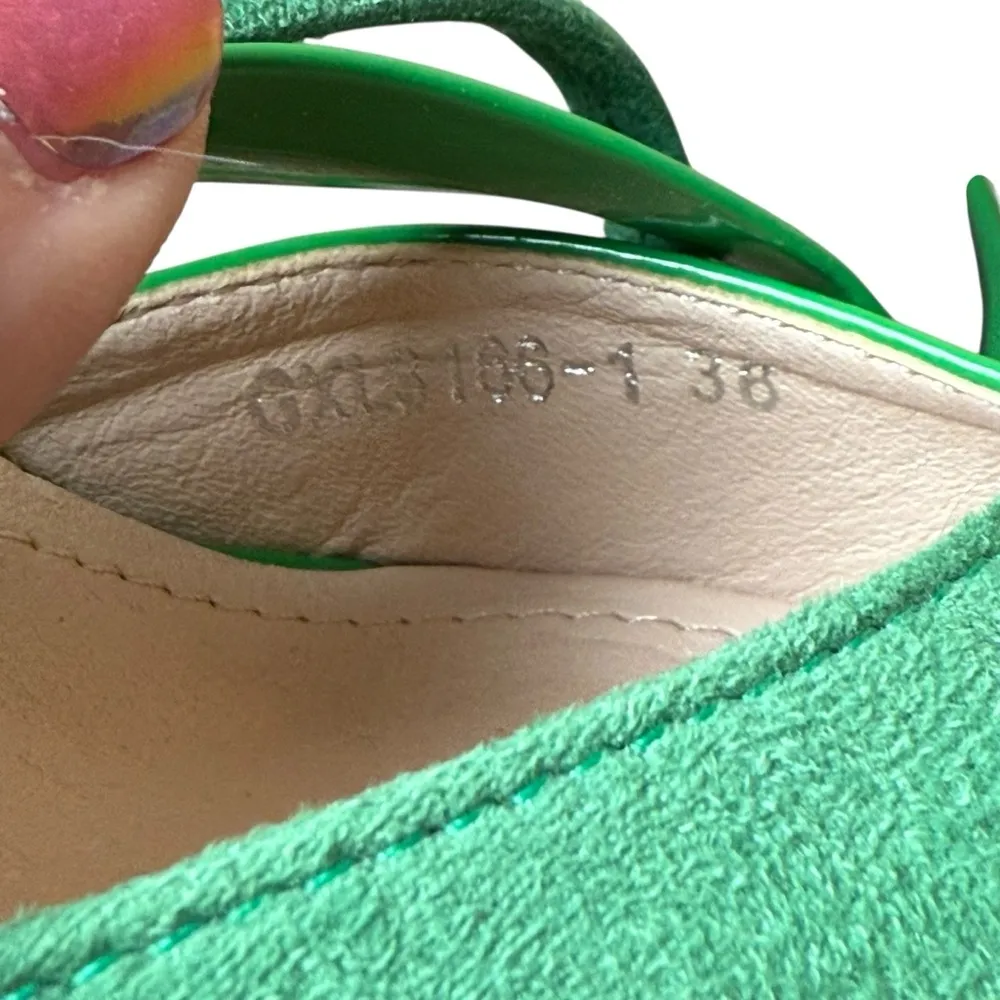 Aiko Shoes Green Suede Patent D’Orsay Stiletto Heels Size 38 US 7 - Image 8