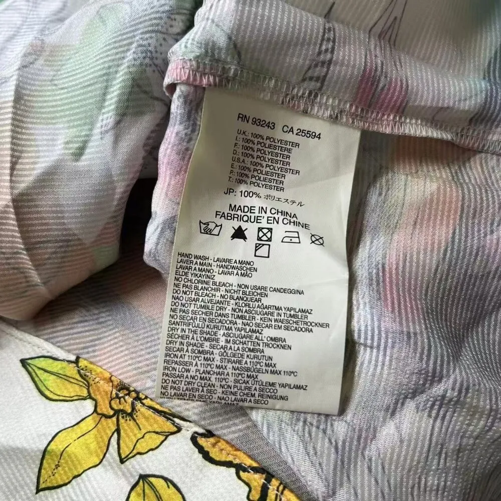 NWOT Diesel Multicolor Floral Print Draped Top Blouse Oversized Size XXS Woman - Image 8