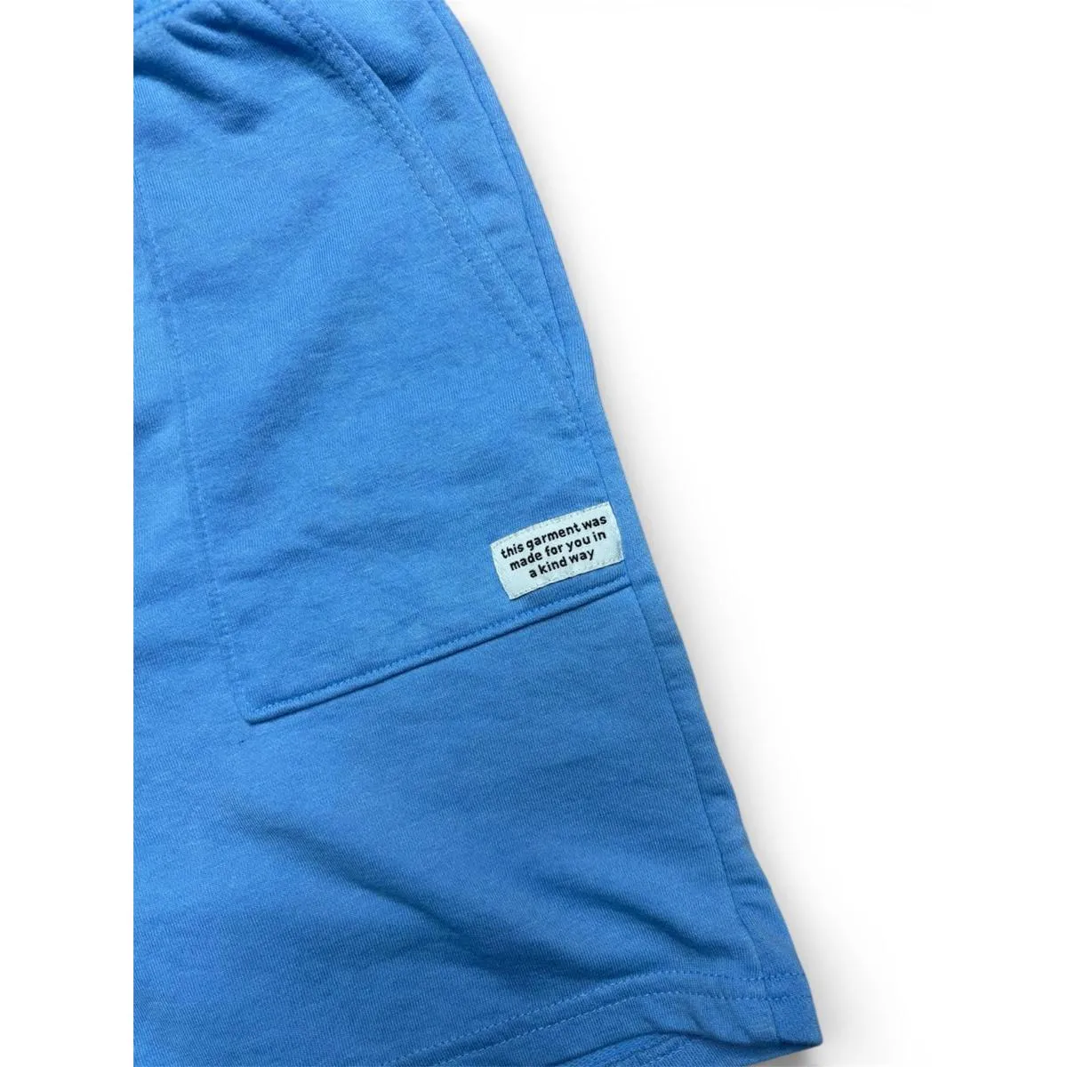 Light Blue Smocked Wide Leg Loose Fit Sweat Shorts Elastic Waist Pockets Size S - Image 2