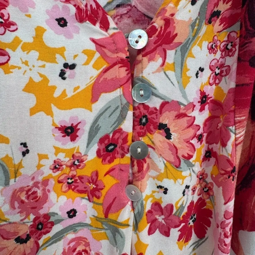 fig and flower Top Womens Small White Red Floral Garden Party Boho Country - Image 5