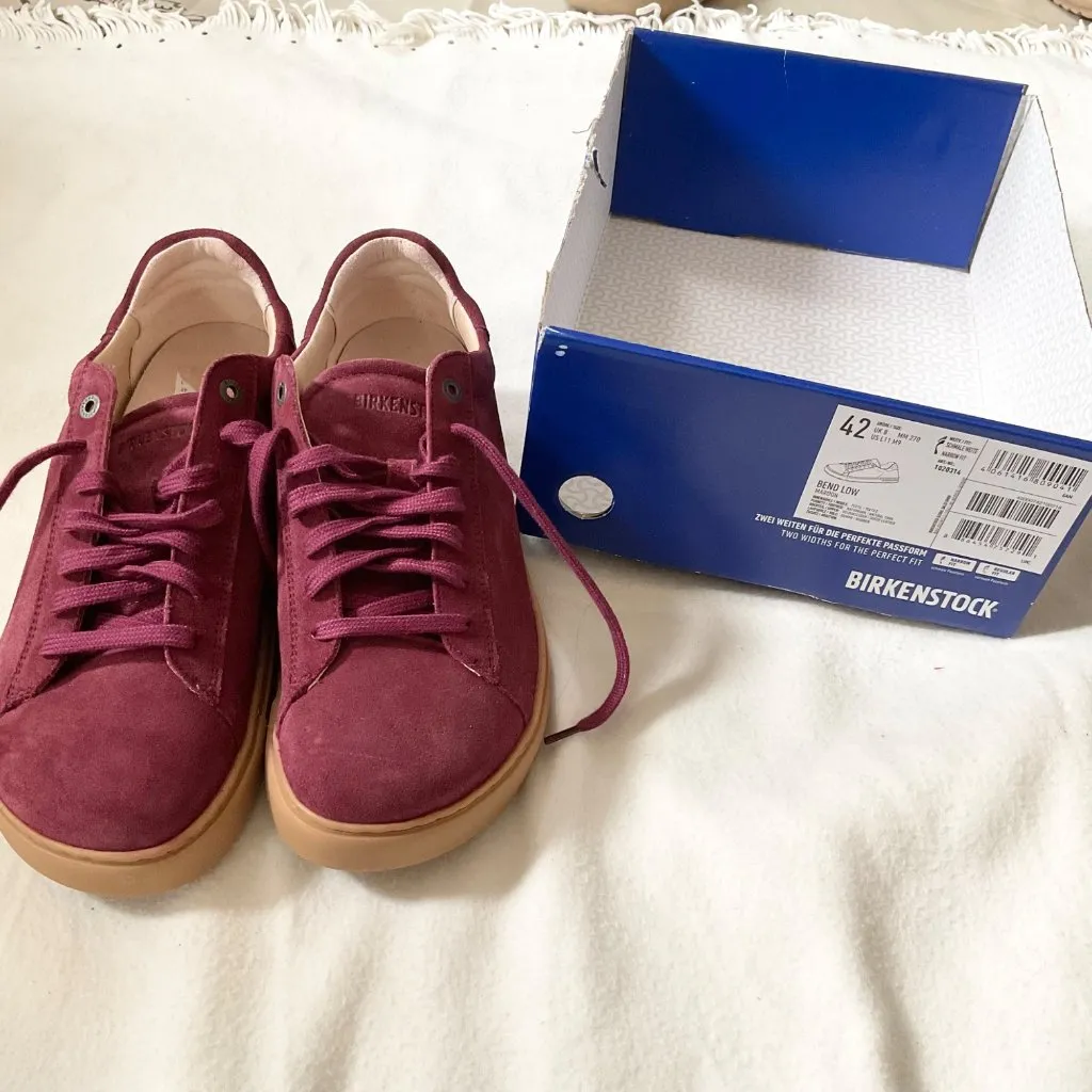 NEW BIRKENSTOCK BURGANDY red suede leather sneaker shoes MENEU42 US9 WOMEN 10.5 - Image 2